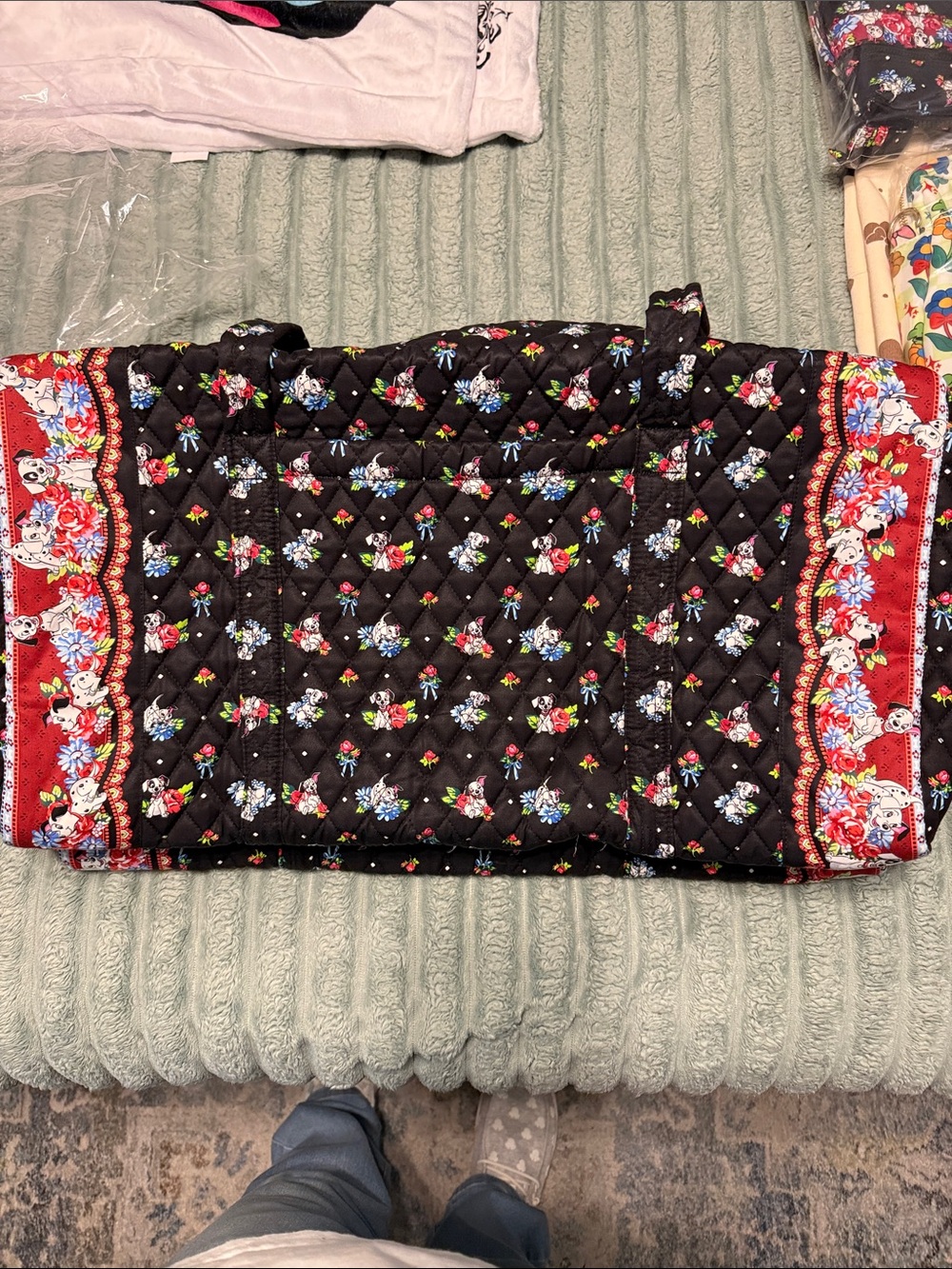 Vera Bradley Dalmation Large Duffle  Bag with Red Trim